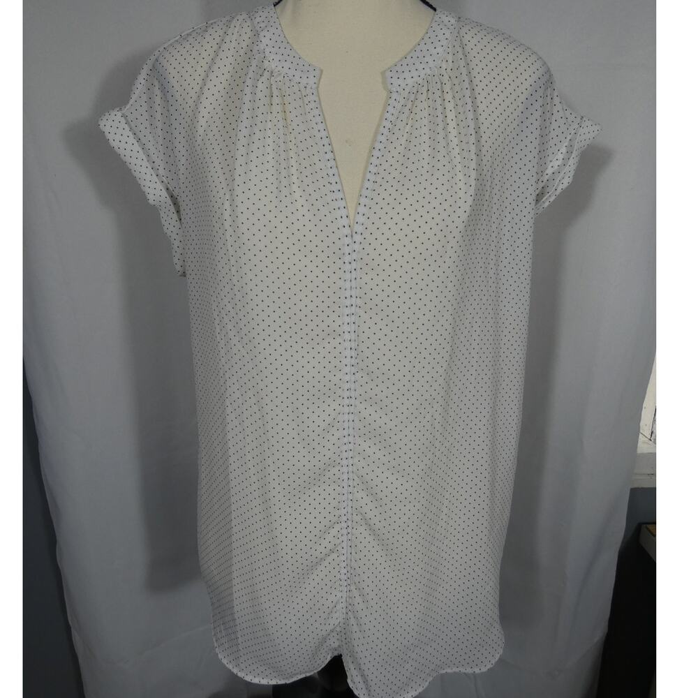 Philosophy Small Polka Dot Cuffed Short Sleeves V-Neckline Lightweight